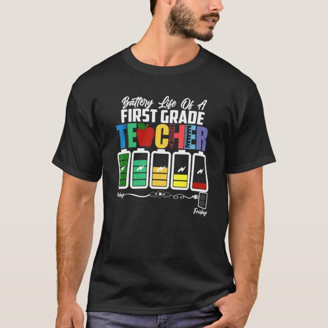 Camiseta Vida útil de um professor do primeiro ano de volta (Frente)