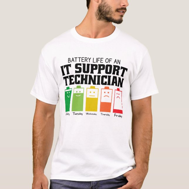 Camiseta Vida Útil de um Técnico de Suporte de TI (Frente)