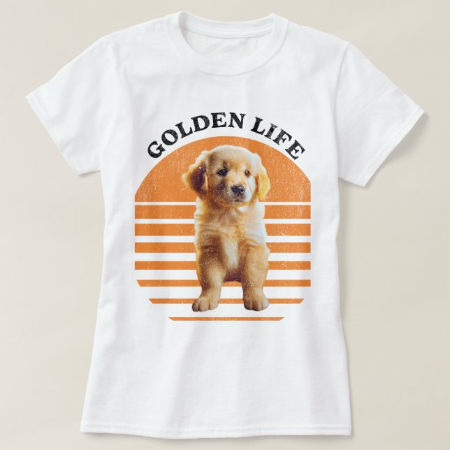 Camiseta Vida útil do ouro: puppy adaptável do Ouro (Frente do Design)