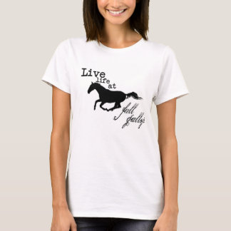 Camiseta Vida viva no Tshirt completo do cavalo do galope
