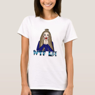 Camiseta Vida WTF   Estilo de Arte Pop