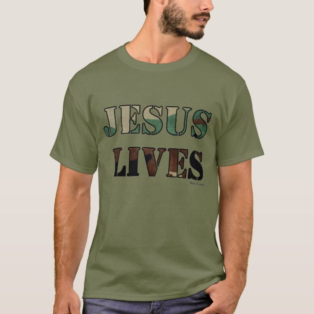 Camiseta Vidas de Jesus - exército/verde da fadiga (Frente)