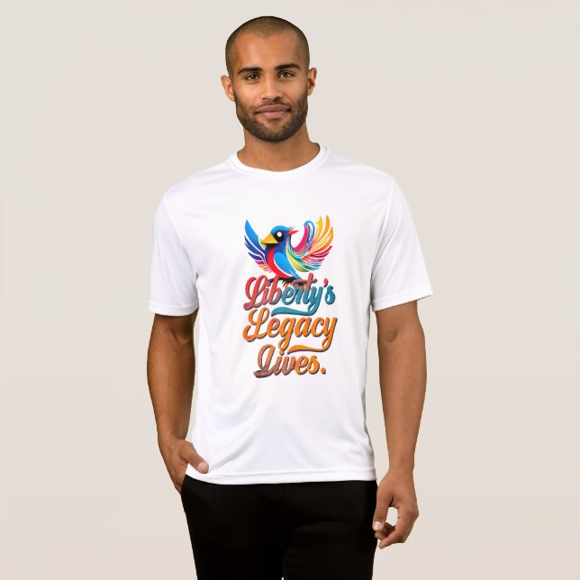 Camiseta Vidas Legadas da Liberdade - Design de Aves Elegan (Frente Completa)