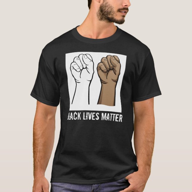 Camiseta Vidas Negras Importam, punhos, pretas (Frente)