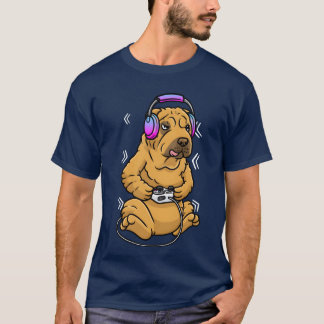 Camiseta Vídeo do Cão Shar Pei Jogo de Video Gamer Jogos fa