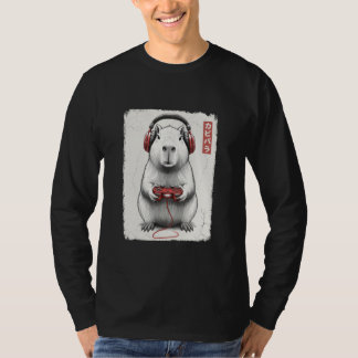 Camiseta Vídeo engraçado de capivara arte japonesa de jogad