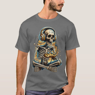 Camiseta Vídeo engraçado de Halloween de esqueleto de jogos