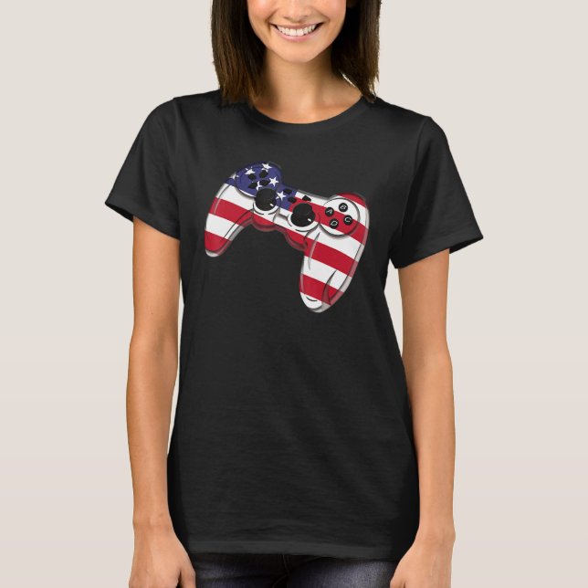 Camiseta Video Game 4th Of July Controller American Flag (Frente)