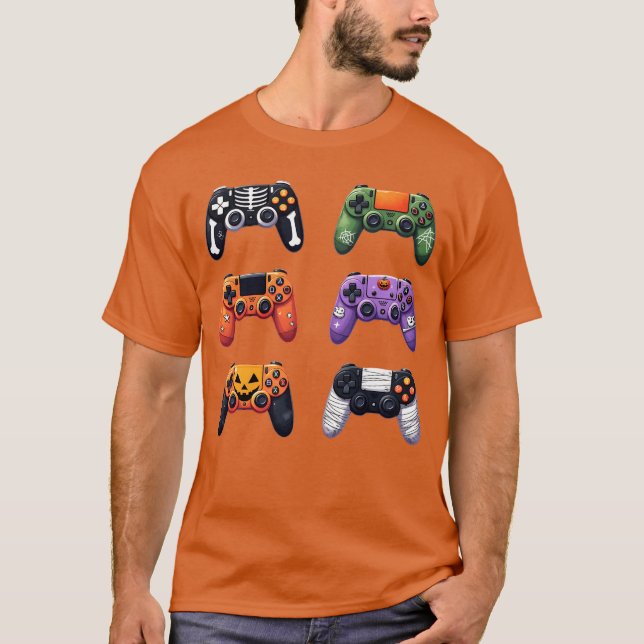 Camiseta Video Game Bruh Retro Halloween Gaming Controller  (Frente)