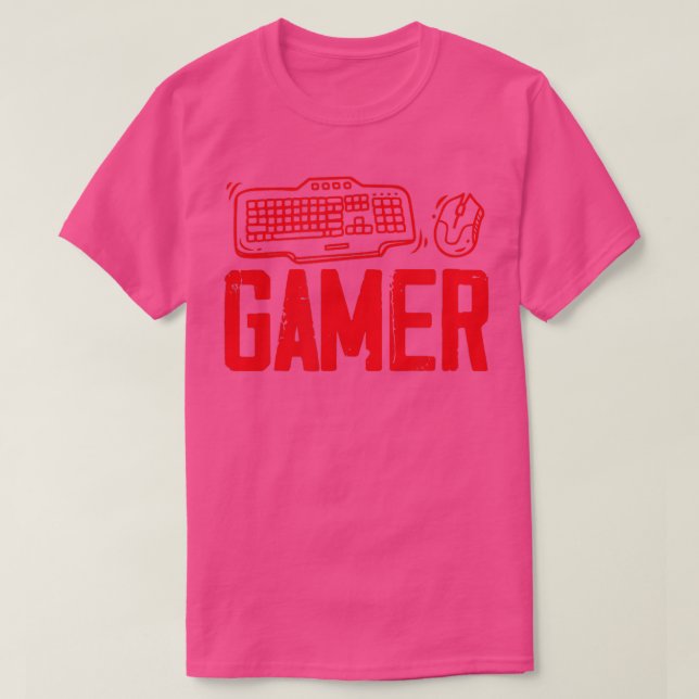Camiseta Video Game Computer PC Online Gaming Keyboard  (Frente do Design)