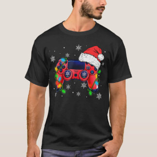 Camiseta Video Game Controller Christmas Santa Hat Gamer Bo