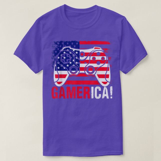 Camiseta Video Game Controller Funny Gameric American Flag  (Frente do Design)