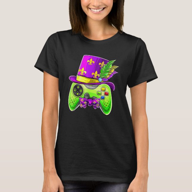Camiseta Video Game Controller Funny Mardi Gras Gamer E Spo (Frente)