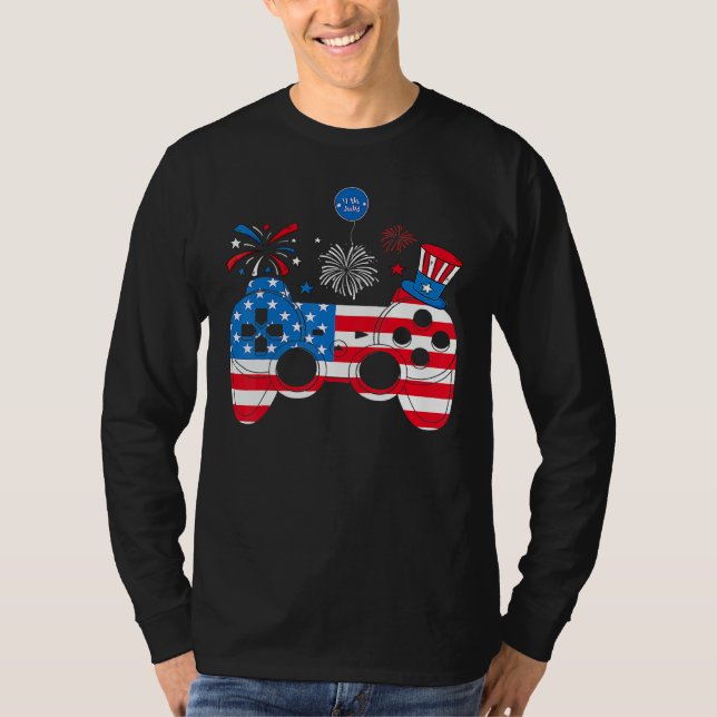 Camiseta Video Game Controller Happy 4th Of July US America (Frente)