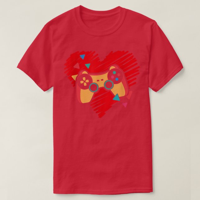 Camiseta Video Game Controller Heartbeat Valentine's Gamer  (Frente do Design)