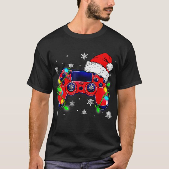 Camiseta Video Game Controller Natal Hat Gamer Bo (Frente)