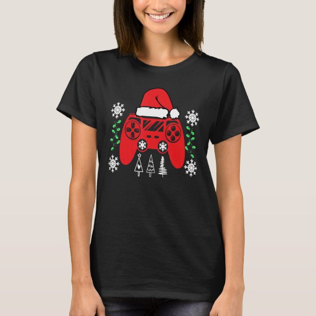 Camiseta Video Game Controller Natal Hat Gamer Bo (Frente)