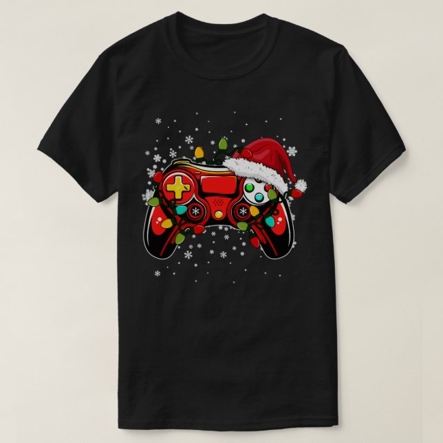 Camiseta Video Game Controller Natal Hat Gamer Bo (Frente do Design)