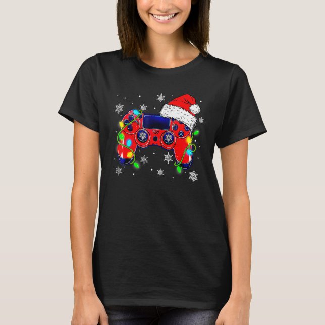 Camiseta Video Game Controller Natal Hat Gamer Bo (Frente)