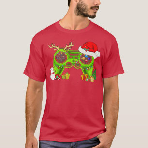 Camiseta Video Game Controller Natal Santa Hat Boys Kid