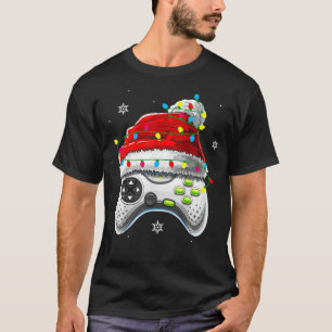 Camiseta Video Game Controller Natal Santa Hat Boys Kid