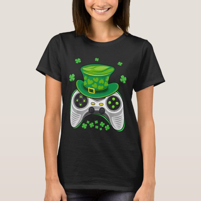 Camiseta Video Game Controller Shamrock Gamer St Patricks D (Frente)