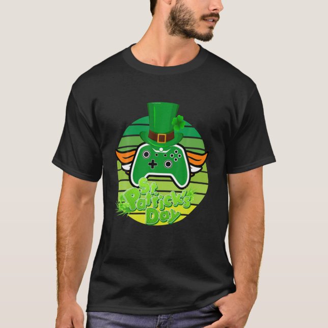 Camiseta Vídeo Game Divertido do Dia de São Patrício Bandei (Frente)