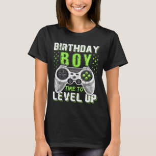 Camiseta Vídeo Game do Menino de Aniversário Subiu de Level