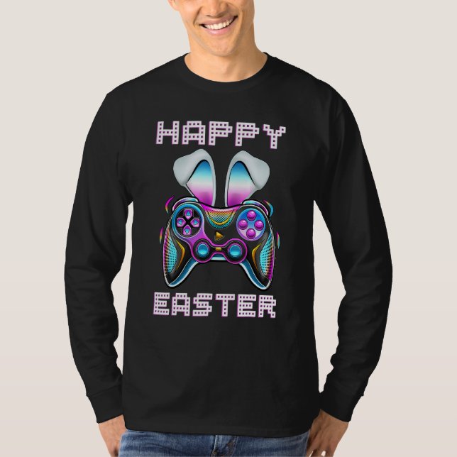Camiseta Video Game Easter Bunny Gaming Controller Gamer Bo (Frente)