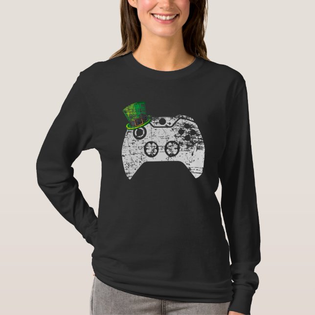 Camiseta Video Game Gaming St Patricks Day Gamer Boys Lepre (Frente)