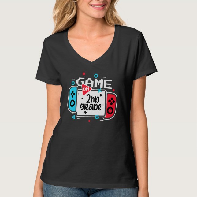 Camiseta Video Game On 2nd Grade Cool Kids Team Second Back (Frente)