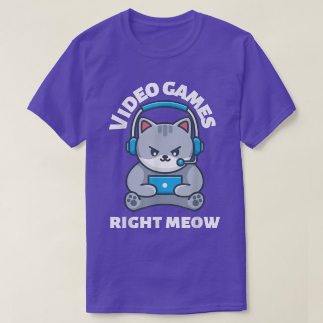 Camiseta Video Game Right Meow Funny Cat Meme  (Frente do Design)