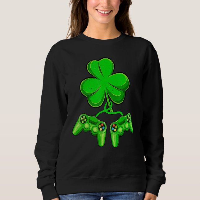Camiseta Video Game Shamrock Game Controller Happy St Patri (Frente)