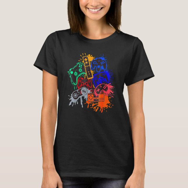 Camiseta Vídeo Gamer Game Controller Color Splat Men (Frente)
