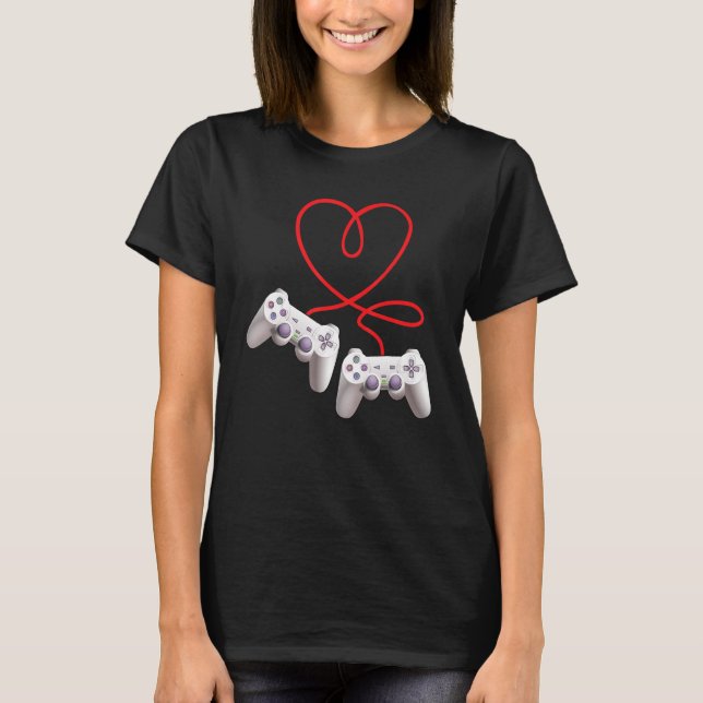Camiseta Video Gamer Heart Controller Valentine's Day  Kids (Frente)