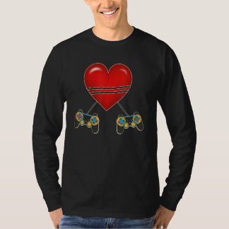 Camiseta Video Gamer Heart Controllers Valentines Day Love 