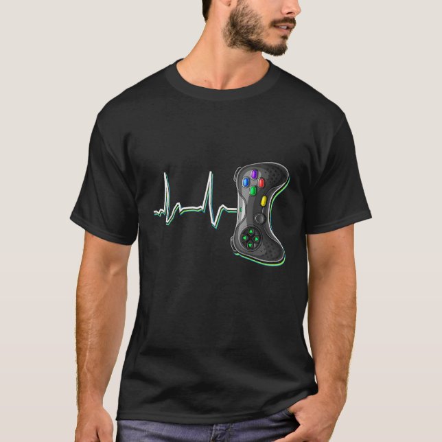 Camiseta Video Gamer Heartbeat Video Game Controller Gift K (Frente)