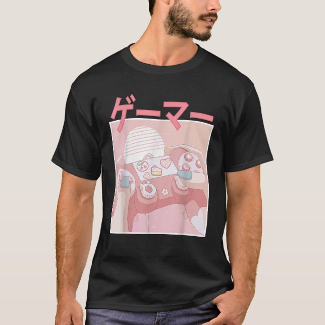 Camiseta Video Gamer Kawaii Pastel - Controle de Animação J (Frente)