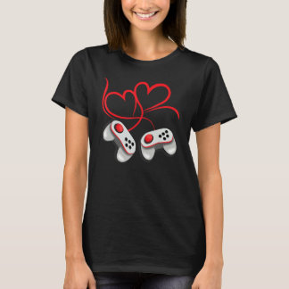 Camiseta Video Gamer Valentine's Day Hearts Gaming