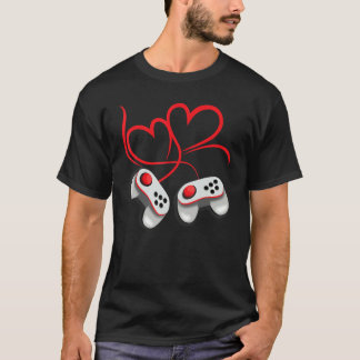 Camiseta Video Gamer Valentine's Day Hearts Gaming