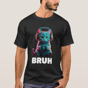 Camiseta Vídeo Games Divertidos Gato Fofo Gamer Gatinho Bru