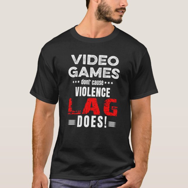 Camiseta Video Games Don't Cause Violence Lag Does Hallowee (Frente)