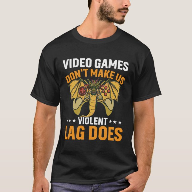 Camiseta Video Games Não Nos Tornam Violentos Lag Sim  Game (Frente)