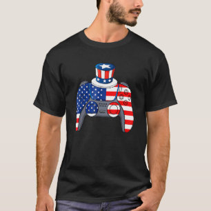 Camiseta Vídeo Jogo 4 de julho Controlador American Flag Ki