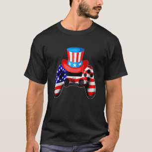 Camiseta Vídeo Jogo 4 de julho Controlador American Flag Ki