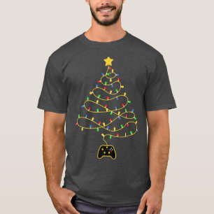 Camiseta Vídeo Jogo Árvore Natal Luzes de jogos