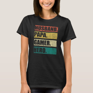 Camiseta Vídeo Jogo das Mens Vintage Marido Papa Gamer Pai