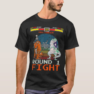 Camiseta Vídeo Jogo Halloween T-rex Skeleton Mummy - Round