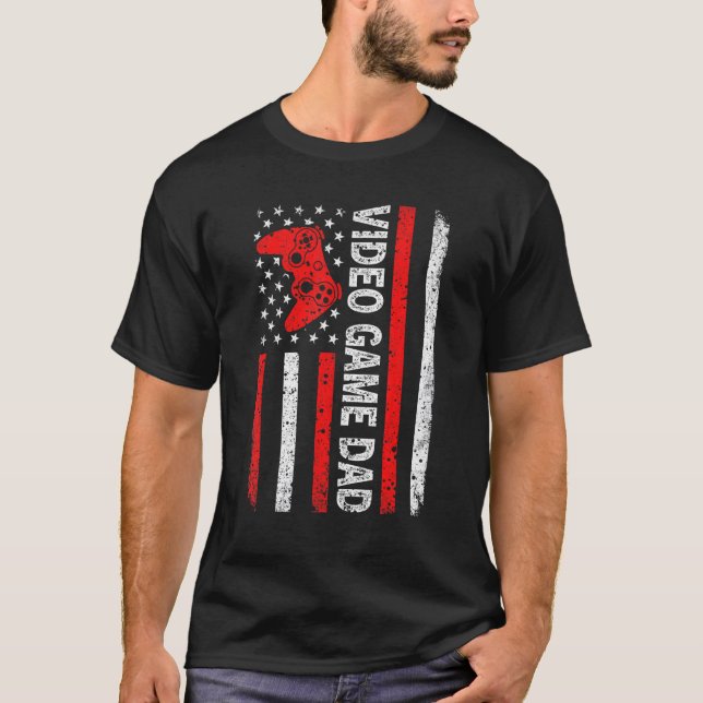 Camiseta Vídeo Jogo Pai Americano Flag Pai Video Game F (Frente)