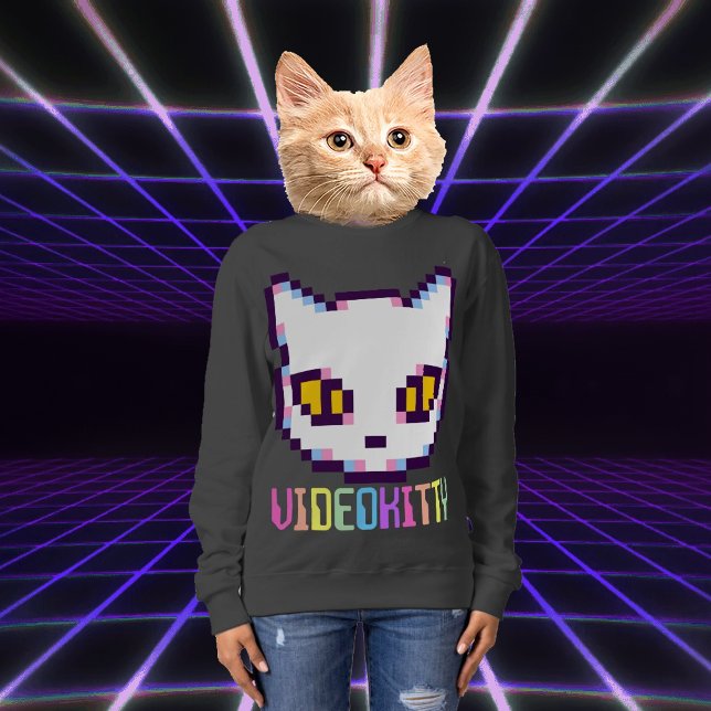 CAMISETA VIDEO KITTY CAT PIXEL ART SWEATSHIRT (Criador carregado)